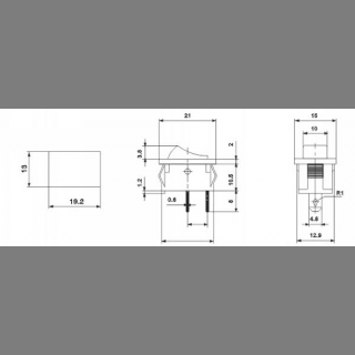 Wippschalter, eckig -  max.250V/3A-125V/6A