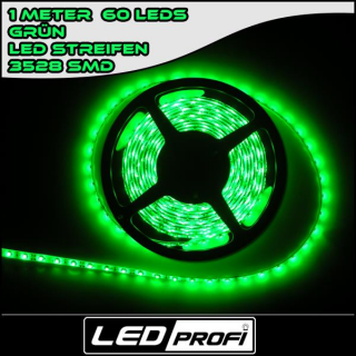 LED Strip Streifen GRÜN 1 m 1m 60 x SMD 3528 LEDs 12V