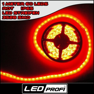 LED Strip Streifen ROT 1 m 1m 60 x SMD 3528 LEDs 12V
