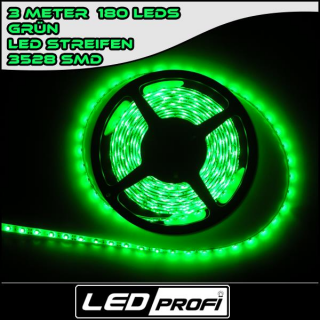 LED Strip Streifen GRÜN 3 m 3m 180 x SMD 3528 LEDs 12V