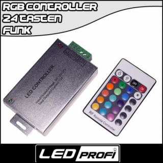 RGB LED Controller mit 24 Tasten Funk Fernbedienung LED Streifen Spot Strip 5050 144Watt