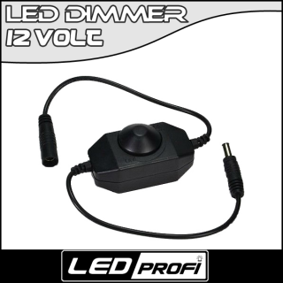 LED Dimmer 12 Volt DC stufenlos z.b. LED Strips Streifen Stripes, max.12V/2A, Koax Stecker/Kupplung - Schwarz