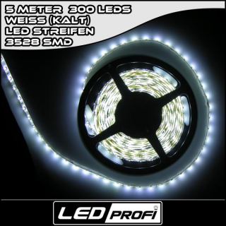 LED Strip Streifen WEISS 5 m 5m 300 x SMD 3528 LEDs 12V