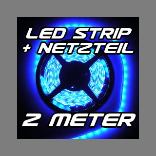 Set LED Strip Streifen BLAU 2 m 120 LEDs inkl. Netzteil