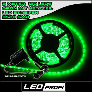 Set LED Strip Streifen GRÜN 2 m 120 LEDs inkl. Netzteil