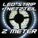 Set LED Strip Streifen WEISS 2 m 120 LEDs inkl. Netzteil