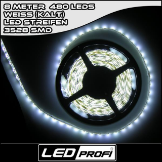 LED Strip Streifen WEISS 8 m 8m 480 x SMD 3528 LEDs 12V