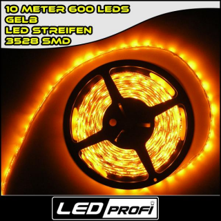 LED Strip Streifen GELB 10 m 10m 600 x SMD 3528 LEDs 12V