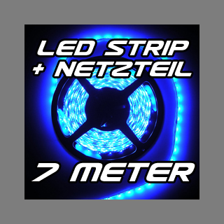 Set LED Strip Streifen BLAU 7m 420 LEDs inkl. Netzteil
