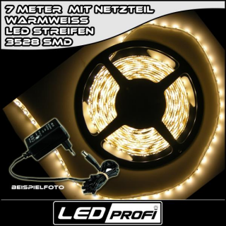 Set LED Strip Streifen WARMWEISS 7m 420 LEDs inkl. Netzteil