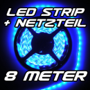 Set LED Strip Streifen BLAU 8m 480 LEDs inkl. Netzteil