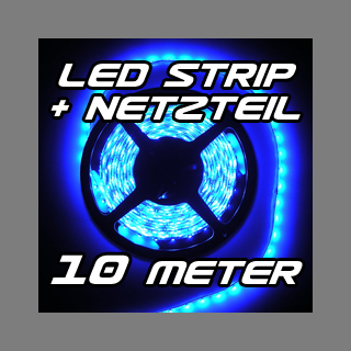Set LED Strip Streifen BLAU 10m 600 LEDs inkl. Netzteil