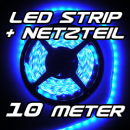 Set LED Strip Streifen BLAU 10m 600 LEDs inkl. Netzteil