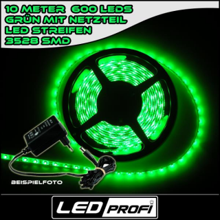 Set LED Strip Streifen GRÜN 10m 600 LEDs inkl. Netzteil