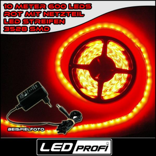 Set LED Strip Streifen ROT 10m 600 LEDs inkl. Netzteil